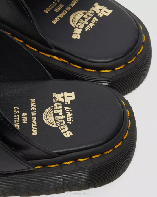 Dr. Martens apavi unisex melns dayne ražotas Anglijā ādas slide sandales LHJP358