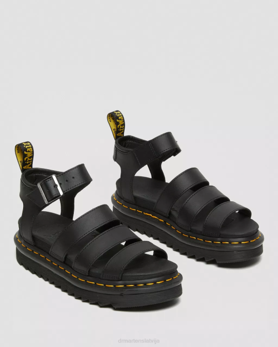 Dr. Martens apavi unisex melns hidro blaire hidro ādas siksnu sandales LHJP242