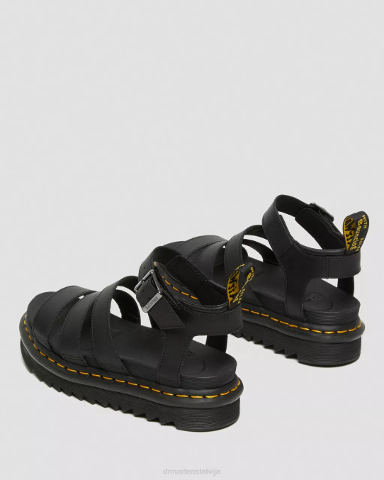 Dr. Martens apavi unisex melns hidro blaire hidro ādas siksnu sandales LHJP242