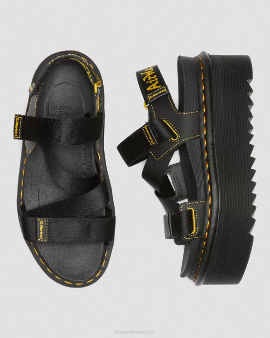 Dr. Martens apavi unisex melns hidro kimber logo strap platformas sandales LHJP269