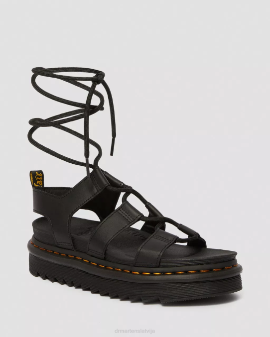 Dr. Martens apavi unisex melns hidro nartilla ādas gladiatoru sandales LHJP253