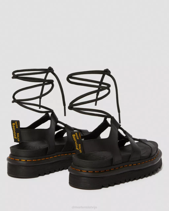 Dr. Martens apavi unisex melns hidro nartilla ādas gladiatoru sandales LHJP253