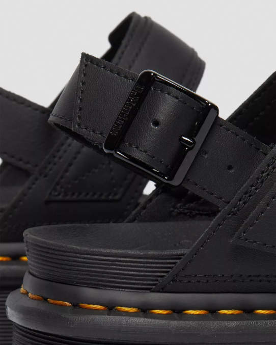 Dr. Martens apavi unisex melns hidro voss ādas siksnu platformas sandales LHJP250