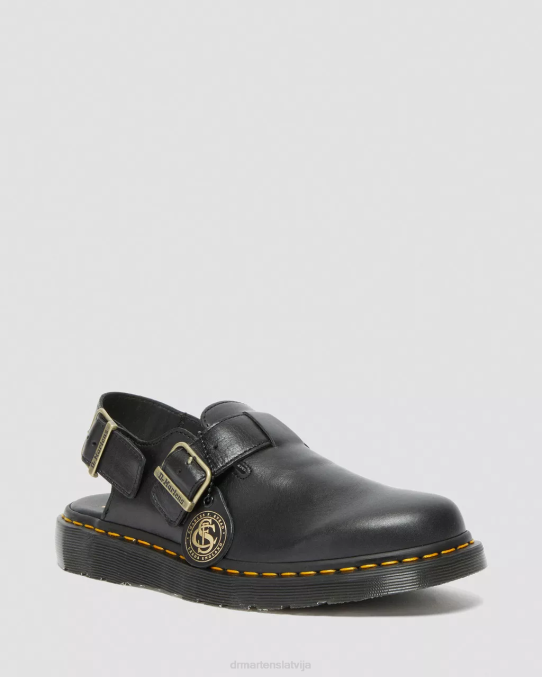 Dr. Martens apavi unisex melns jorge ražots Anglijā ādas slingback mūļi LHJP347
