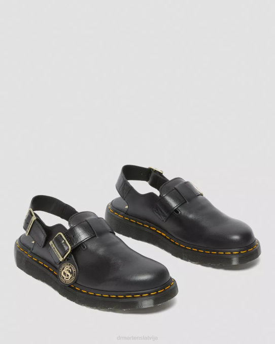 Dr. Martens apavi unisex melns jorge ražots Anglijā ādas slingback mūļi LHJP347