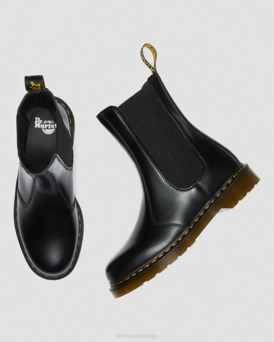 Dr. Martens apavi unisex melna gluda 2976 hi gludas ādas chelsea zābaki LHJP109
