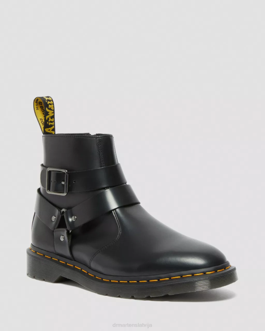 Dr. Martens apavi unisex melni pulēti gludi jaimes ādas zirglietas chelsea zābaki LHJP188