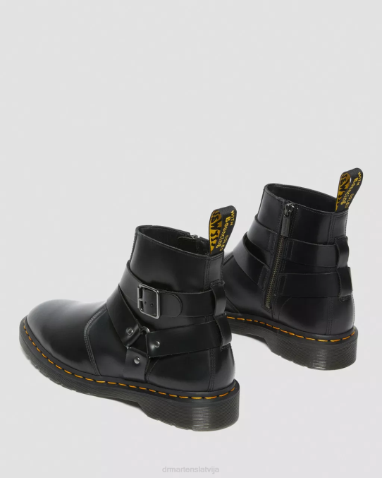 Dr. Martens apavi unisex melni pulēti gludi jaimes ādas zirglietas chelsea zābaki LHJP188