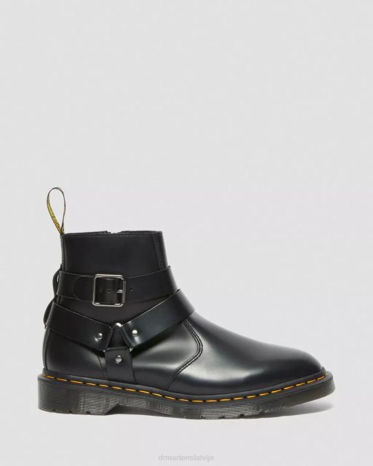 Dr. Martens apavi unisex melni pulēti gludi jaimes ādas zirglietas chelsea zābaki LHJP188