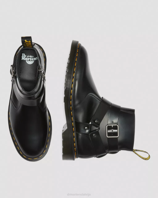 Dr. Martens apavi unisex melni pulēti gludi jaimes ādas zirglietas chelsea zābaki LHJP188