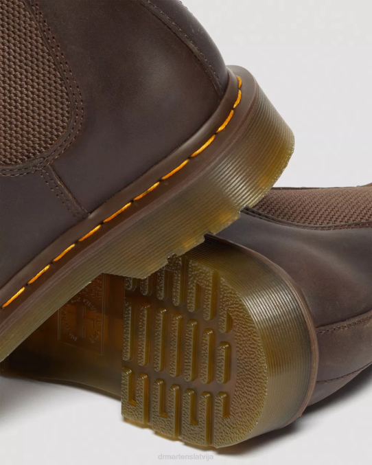 Dr. Martens apavi unisex tumši brūns trakais zirgs 2976 dzeltenā dūriena crazy zirga ādas Chelsea zābaki LHJP43