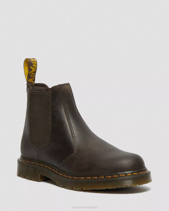 Dr. Martens apavi unisex tumši brūns trakais zirgs 2976 neslīdoši ādas Chelsea zābaki LHJP85