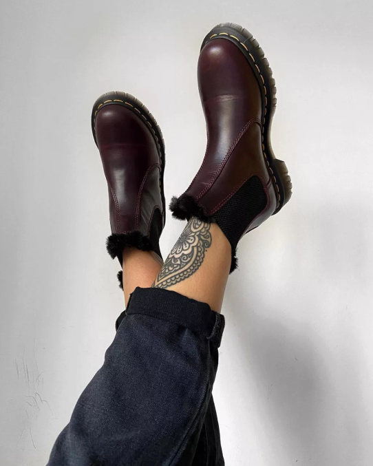 Dr. Martens apavi unisex vērša asiņu atlants 2976 leonore mākslīgās kažokādas oderi Chelsea zābaki LHJP199