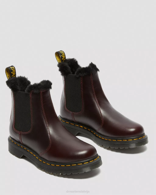 Dr. Martens apavi unisex vērša asiņu atlants 2976 leonore mākslīgās kažokādas oderi Chelsea zābaki LHJP199