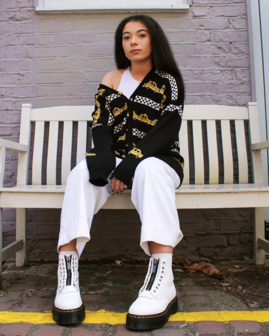 Dr. Martens apavi unisex balta slīpēta nappa sinclair milled nappa ādas platformas zābaki LHJP211