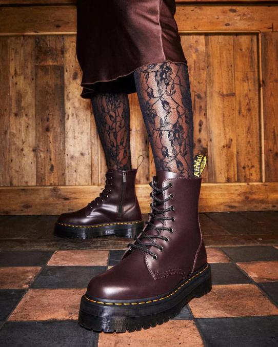 Dr. Martens apavi unisex bordo gluda jadon zābaku gludas ādas platformas LHJP91