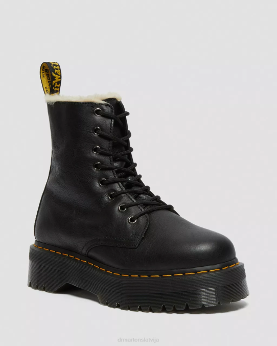 Dr. Martens apavi unisex melnā pisa jadon zābaku ādas mākslīgās kažokādas platformas LHJP207