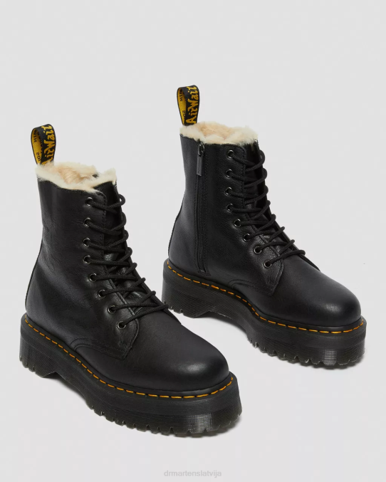 Dr. Martens apavi unisex melnā pisa jadon zābaku ādas mākslīgās kažokādas platformas LHJP207