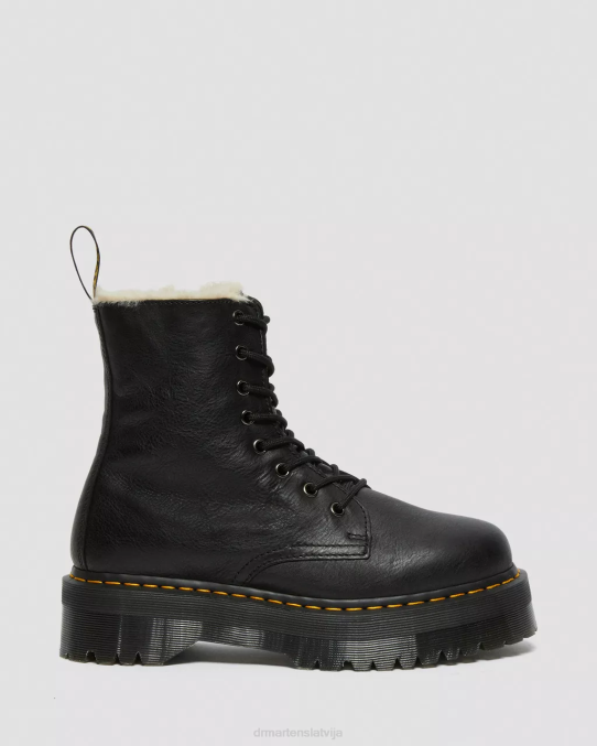 Dr. Martens apavi unisex melnā pisa jadon zābaku ādas mākslīgās kažokādas platformas LHJP207