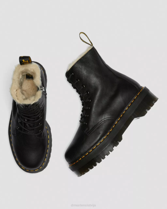 Dr. Martens apavi unisex melnā pisa jadon zābaku ādas mākslīgās kažokādas platformas LHJP207