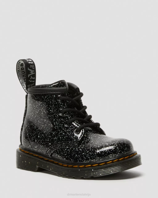 Dr. Martens apavi unisex melni kosmiski spīdumi zīdaiņu 1460 mirdzoši puszābaki LHJP396