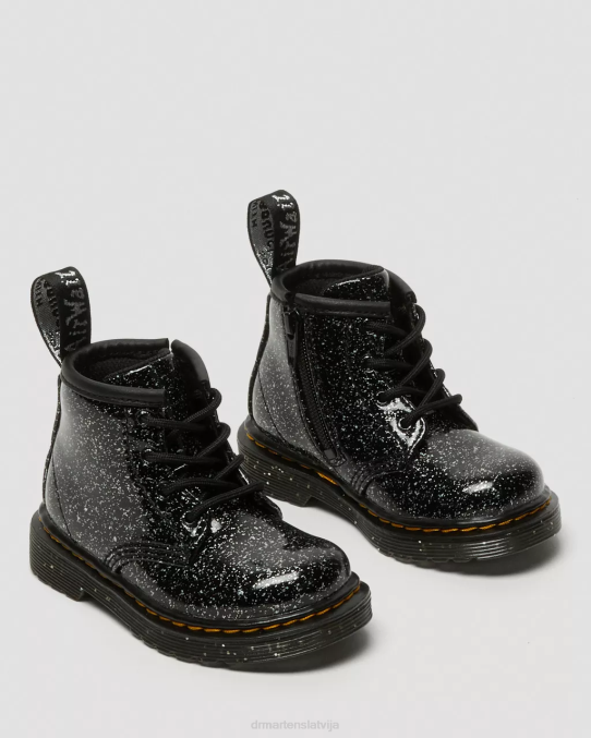 Dr. Martens apavi unisex melni kosmiski spīdumi zīdaiņu 1460 mirdzoši puszābaki LHJP396