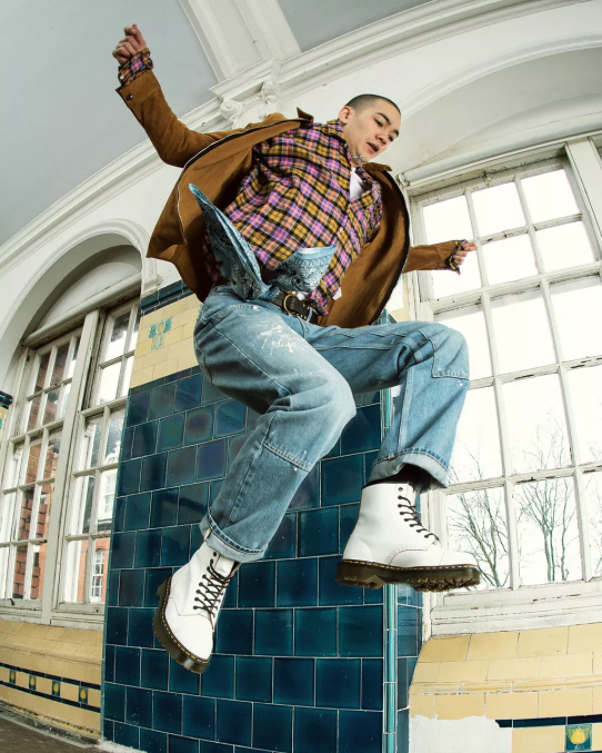 Dr. Martens apavi unisex balts quilons 1460 bex ražoti Anglijā šņorzābaki ar purngalu LHJP131