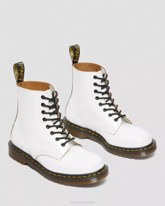 Dr. Martens apavi unisex balts quilons 1460. g. vintage Anglijā ražoti šņorzābaki LHJP121