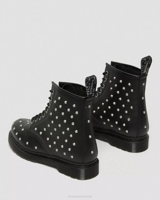 Dr. Martens apavi unisex melna wanama 1460 stud wanama ādas šņorzābaki LHJP141