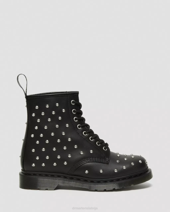 Dr. Martens apavi unisex melna wanama 1460 stud wanama ādas šņorzābaki LHJP141