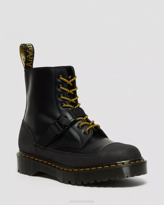 Dr. Martens apavi unisex melns gluds un dubults oriģināls 1460 bex tech Anglijā ražoti ādas šņorzābaki LHJP147