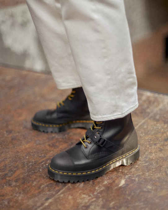 Dr. Martens apavi unisex melns gluds un dubults oriģināls 1460 bex tech Anglijā ražoti ādas šņorzābaki LHJP147