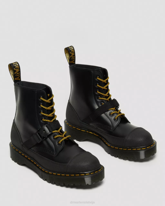 Dr. Martens apavi unisex melns gluds un dubults oriģināls 1460 bex tech Anglijā ražoti ādas šņorzābaki LHJP147