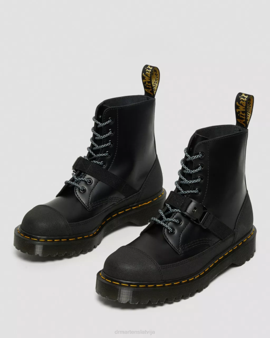 Dr. Martens apavi unisex melns gluds un dubults oriģināls 1460 bex tech Anglijā ražoti ādas šņorzābaki LHJP147