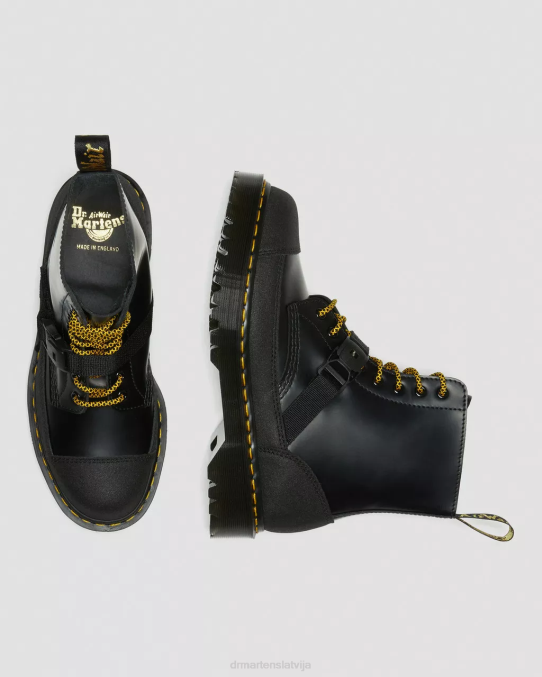 Dr. Martens apavi unisex melns gluds un dubults oriģināls 1460 bex tech Anglijā ražoti ādas šņorzābaki LHJP147