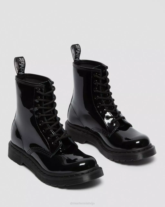 Dr. Martens apavi unisex melns lucido & patentlampa 1460 mono lakādas šņorzābaki LHJP125