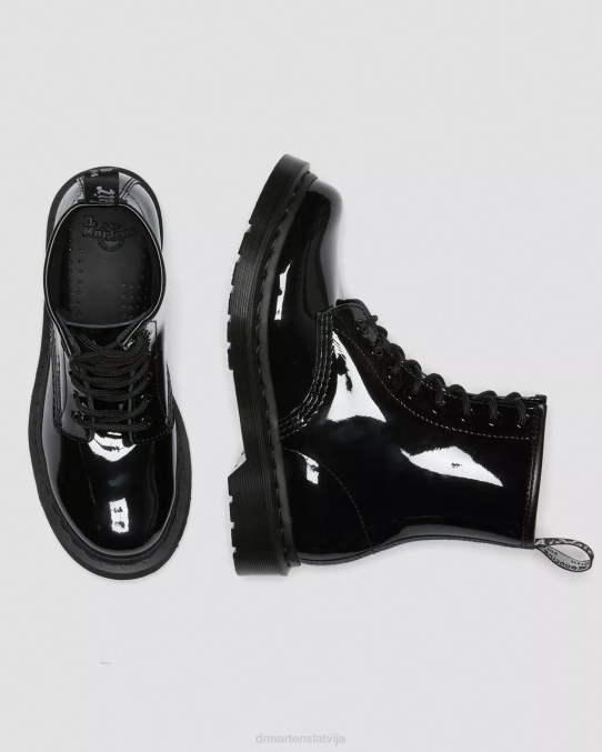 Dr. Martens apavi unisex melns lucido & patentlampa 1460 mono lakādas šņorzābaki LHJP125