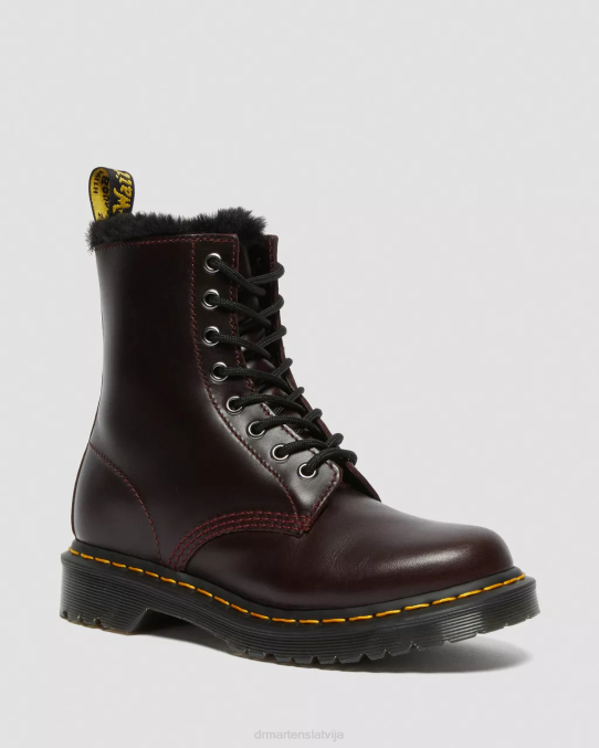 Dr. Martens apavi unisex vērša asiņu atlants 1460 serena mākslīgās kažokādas oderi šņorzābaki LHJP201