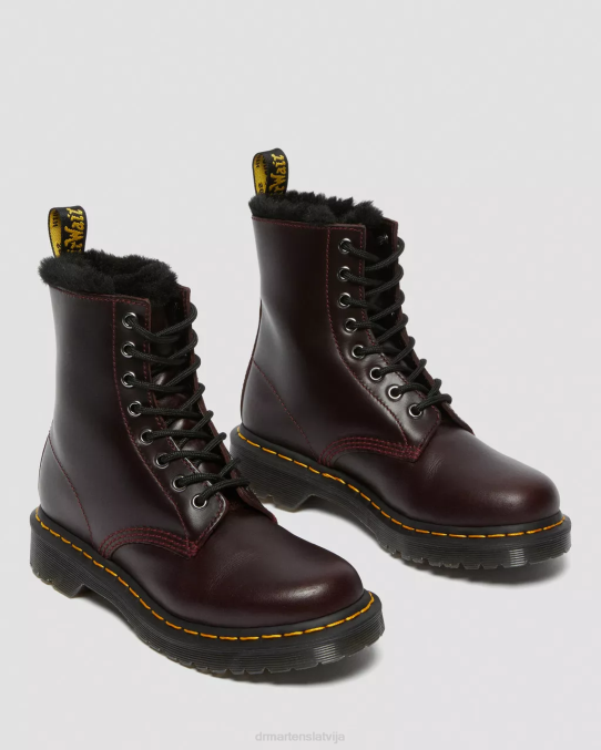Dr. Martens apavi unisex vērša asiņu atlants 1460 serena mākslīgās kažokādas oderi šņorzābaki LHJP201