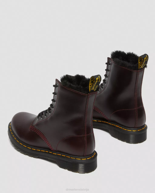 Dr. Martens apavi unisex vērša asiņu atlants 1460 serena mākslīgās kažokādas oderi šņorzābaki LHJP201