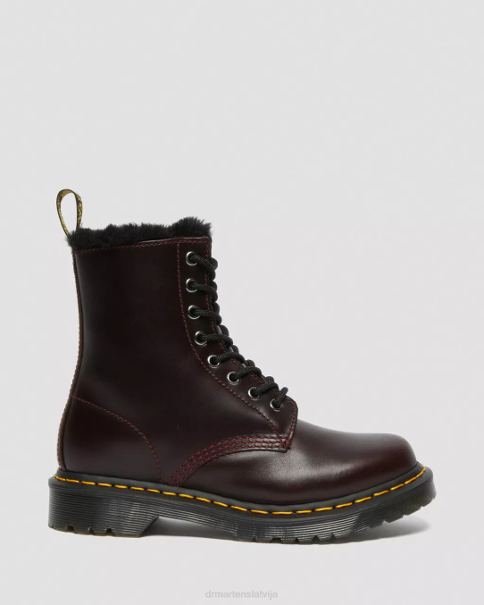 Dr. Martens apavi unisex vērša asiņu atlants 1460 serena mākslīgās kažokādas oderi šņorzābaki LHJP201
