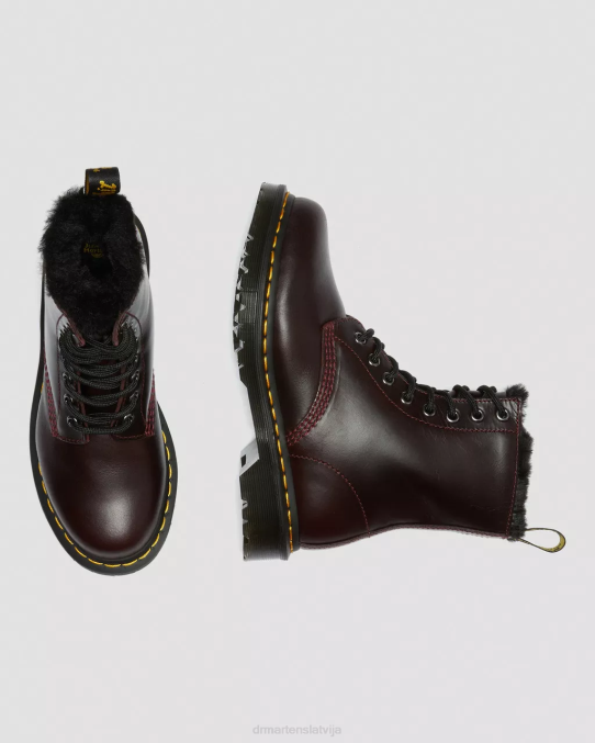 Dr. Martens apavi unisex vērša asiņu atlants 1460 serena mākslīgās kažokādas oderi šņorzābaki LHJP201