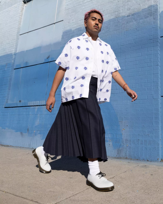 Dr. Martens apavi vīriešiem balta gluda 1461 gludas ādas oksfordas kurpes LHJP307