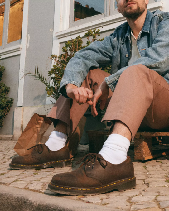 Dr. Martens apavi vīriešiem brūns trakais zirgs 1461. gada trakā zirga ādas oksfordas kurpes LHJP284
