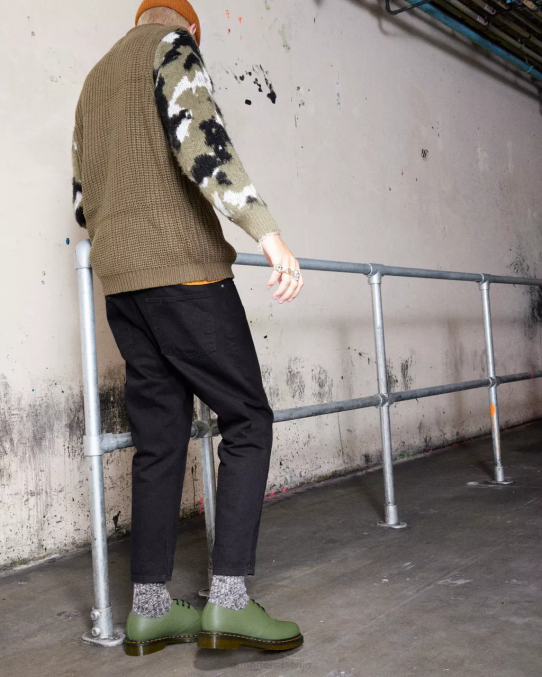 Dr. Martens apavi vīriešiem haki zaļa gluda 1461 gludas ādas oksfordas kurpes LHJP324