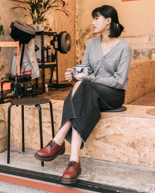 Dr. Martens apavi vīriešiem ķiršu sarkans gluds 1461 gludas ādas oksfordas kurpes LHJP285