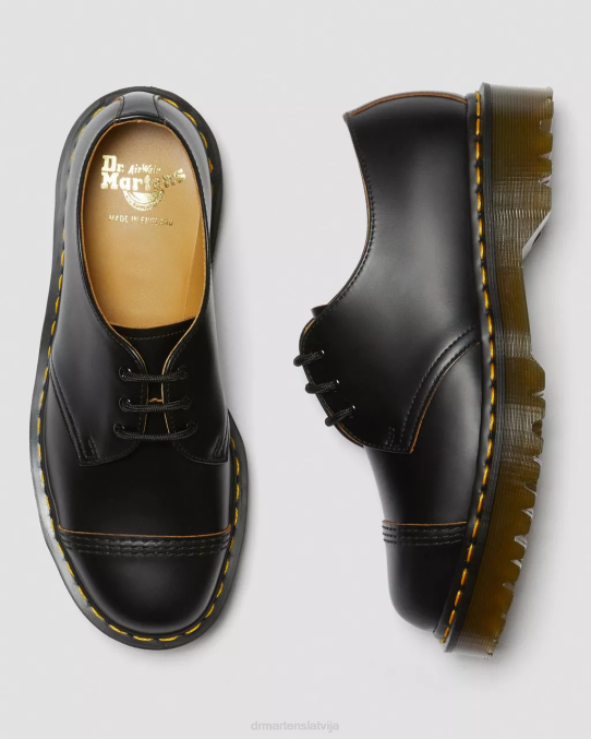Dr. Martens apavi vīriešiem melna vintage gluda 1461 bex ražots Anglijā oksforda apavi ar purngalu LHJP302
