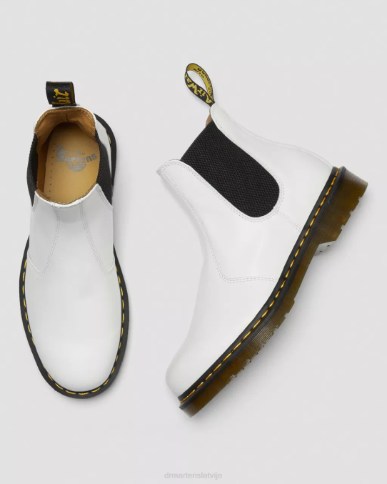 Dr. Martens apavi vīriešiem balta gluda 2976 dzeltenā dūriena gludas ādas Chelsea zābaki LHJP32