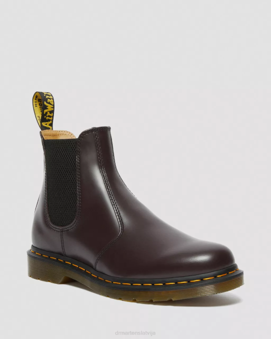 Dr. Martens apavi vīriešiem bordo gluda 2976 dzeltenā dūriena gludas ādas Chelsea zābaki LHJP104