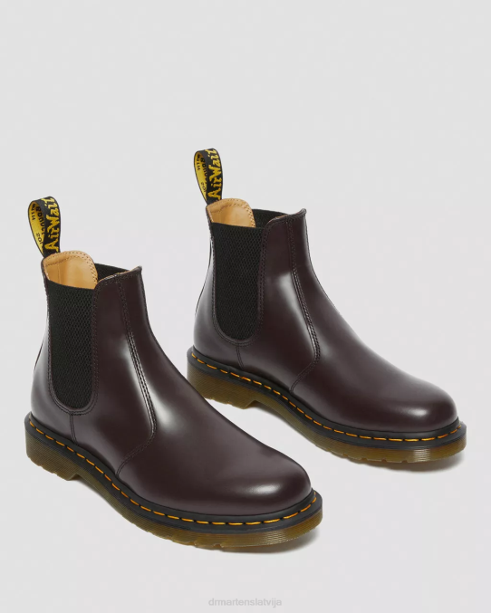 Dr. Martens apavi vīriešiem bordo gluda 2976 dzeltenā dūriena gludas ādas Chelsea zābaki LHJP104